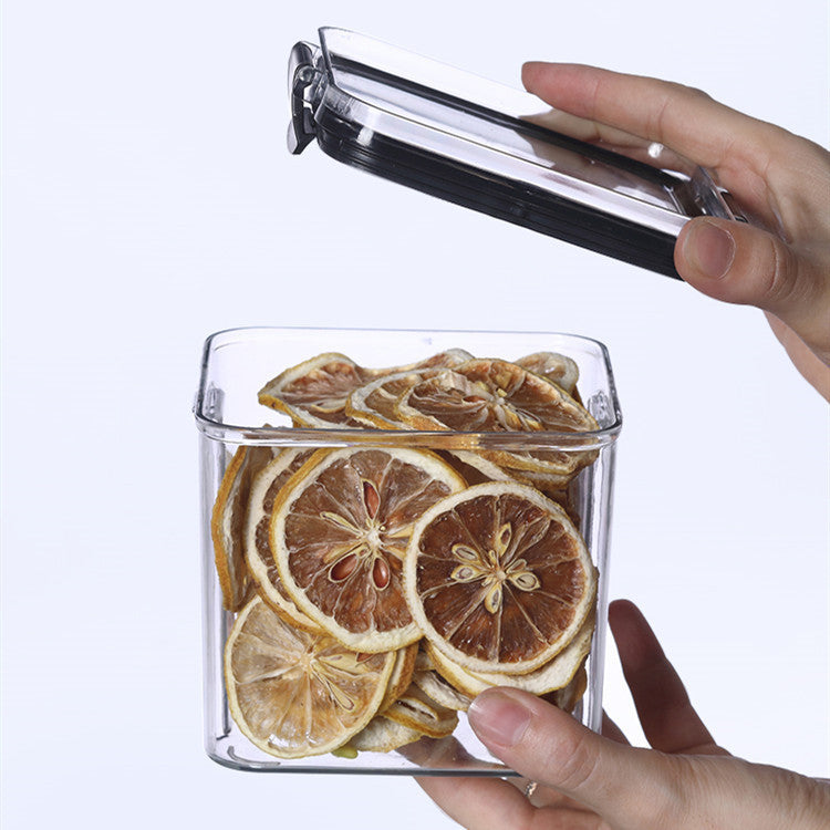 Bocaux de cuisine carrés transparents en plastique avec couvercle, boîte de rangement pour céréales