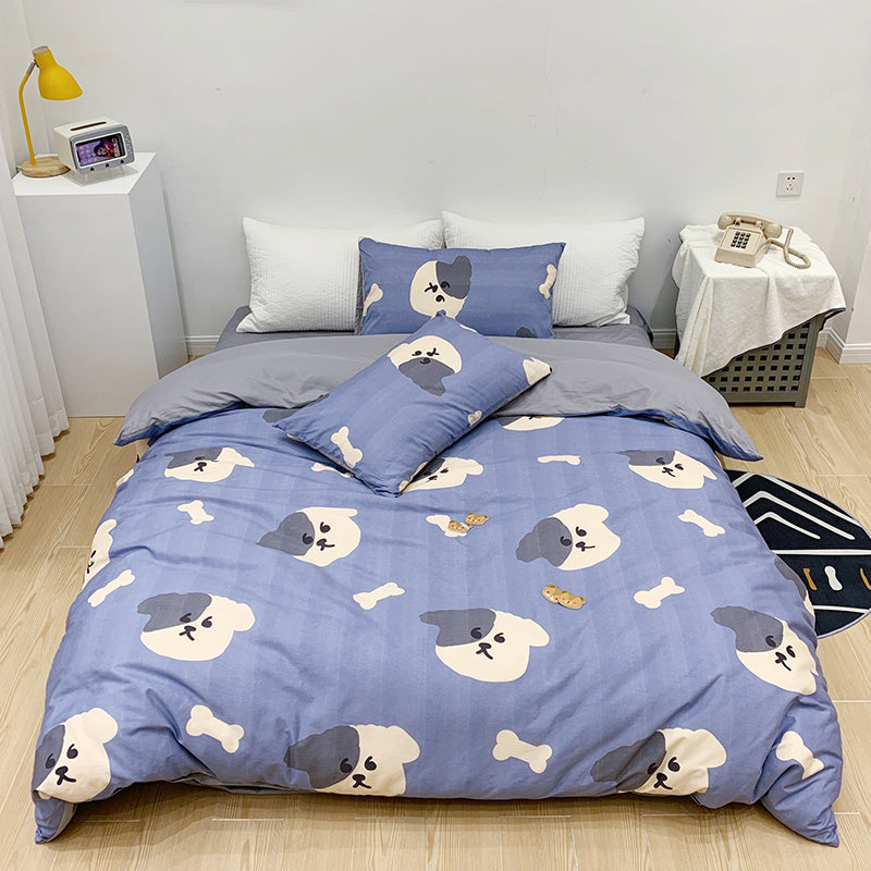Cotton Four-piece Set Girl Heart Cartoon Pure Cotton Linen Duvet Cover Bed