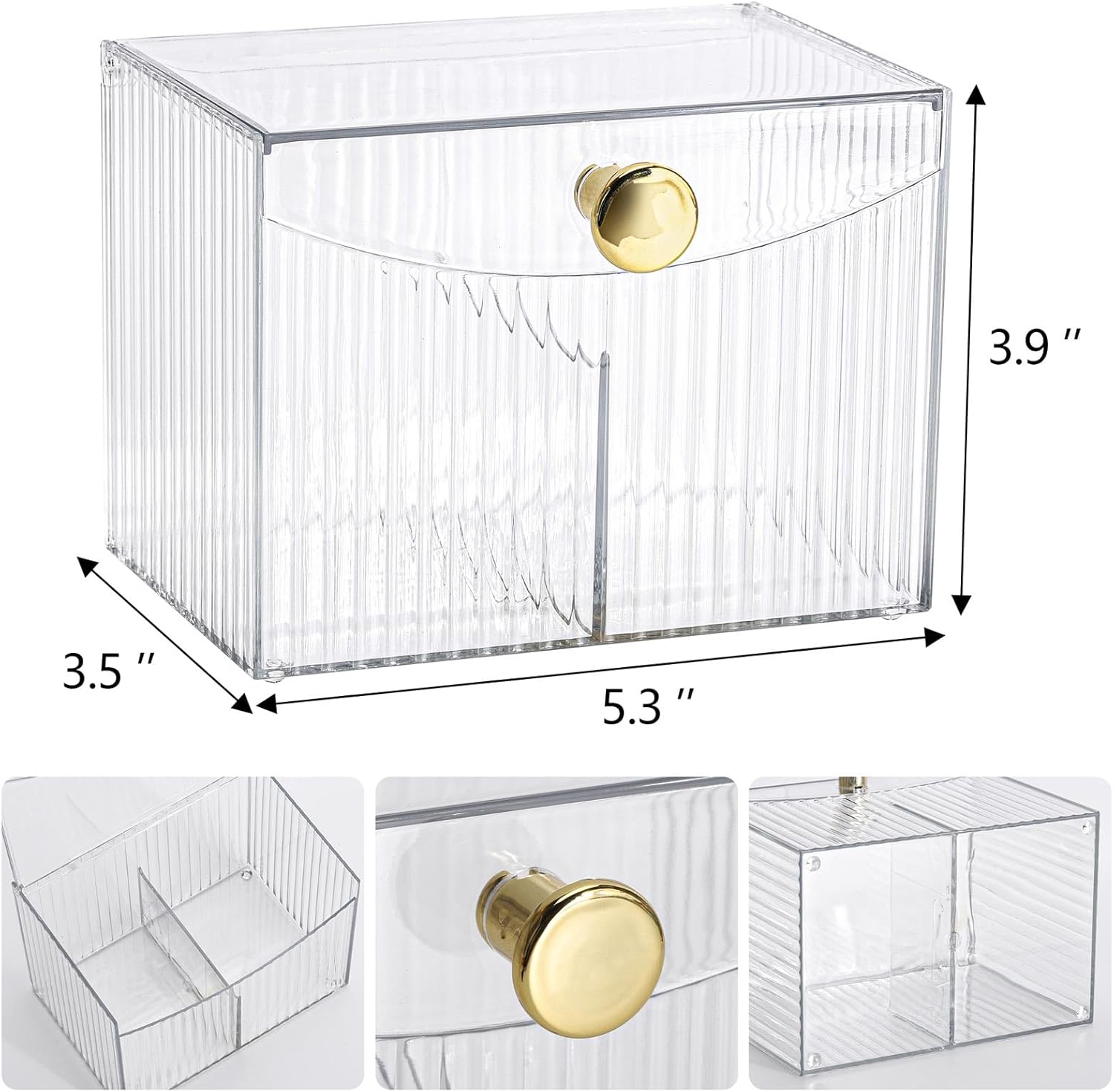 2-Grid Cotton Swab Holder Dispenser With Lid Clear Bathroom Organizer For Qtips, Pads & Cosmetic Storage 2 Colors