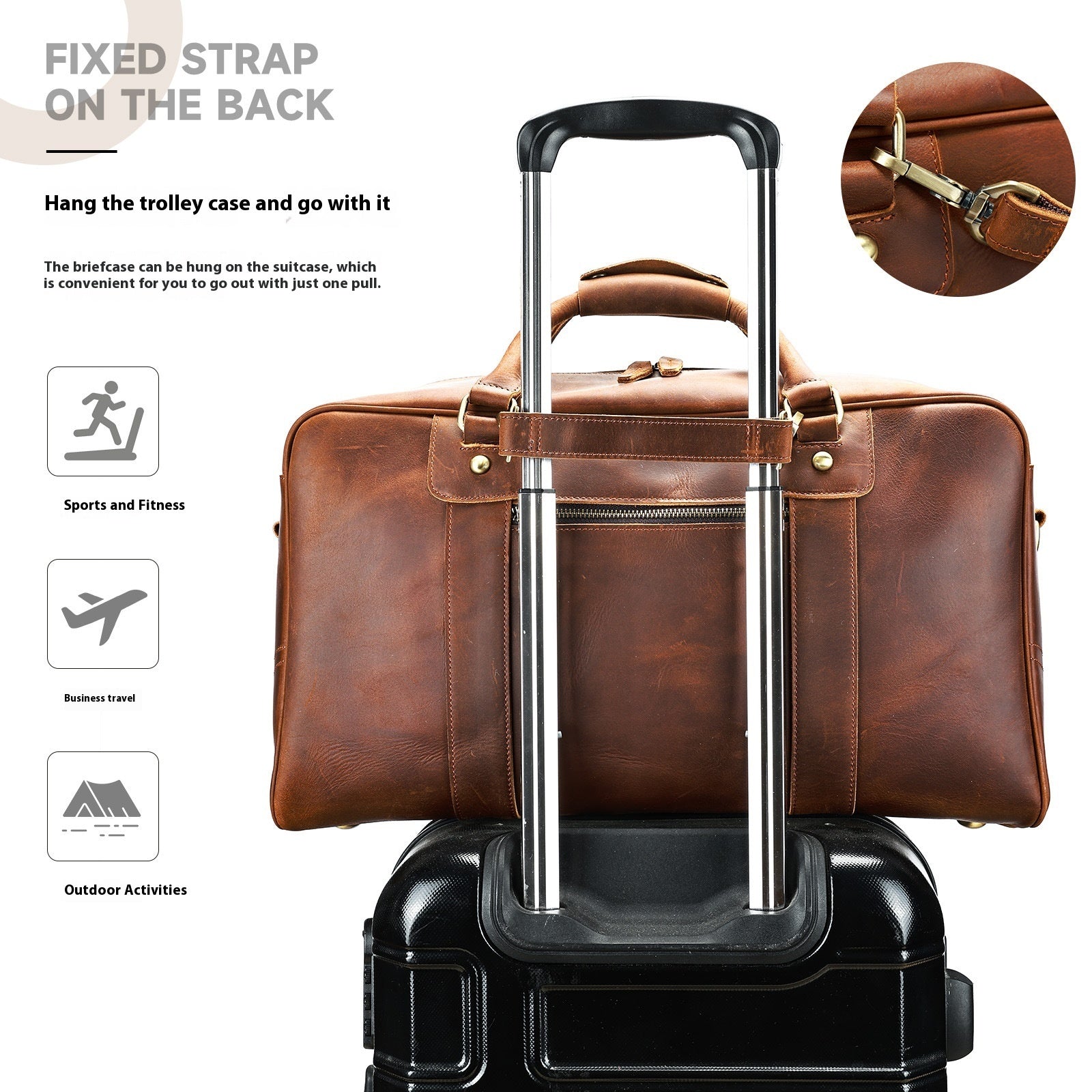 Sac de voyage rétro en cuir véritable pour hommes