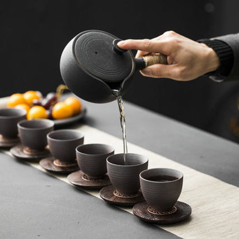 Coarse Pottery Side Handle Teapot Hand Boiled Teapot