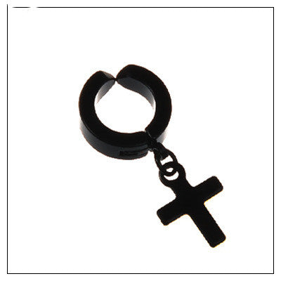 Tassel Black Earrings Without Pierced Cross Wolf Men And Women Tide Earrings