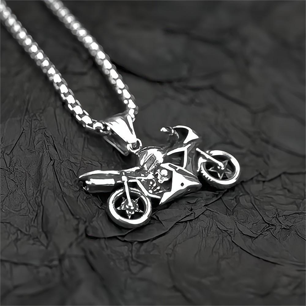 Titanium Steel Men's Pendant Necklace Vintage Motorcycle Tag