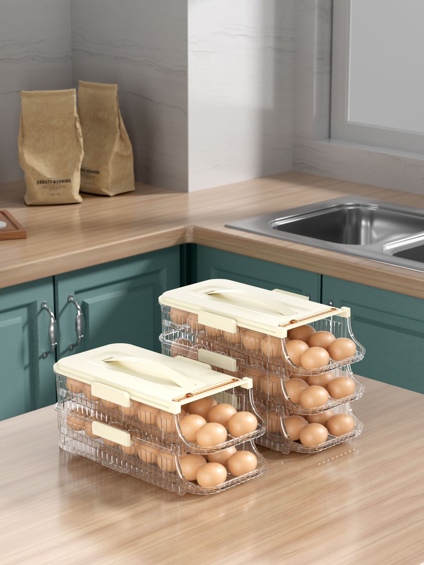 Refrigerator Door Rolling Egg Storage Box