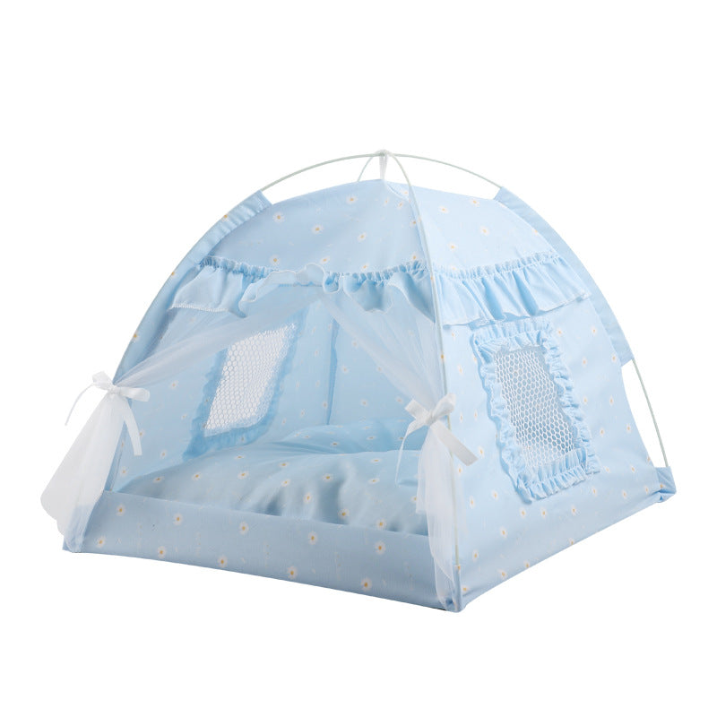 Cat Nest Kennel Summer Semi-closed House Mat Foldable Outdoor Pet Tent
