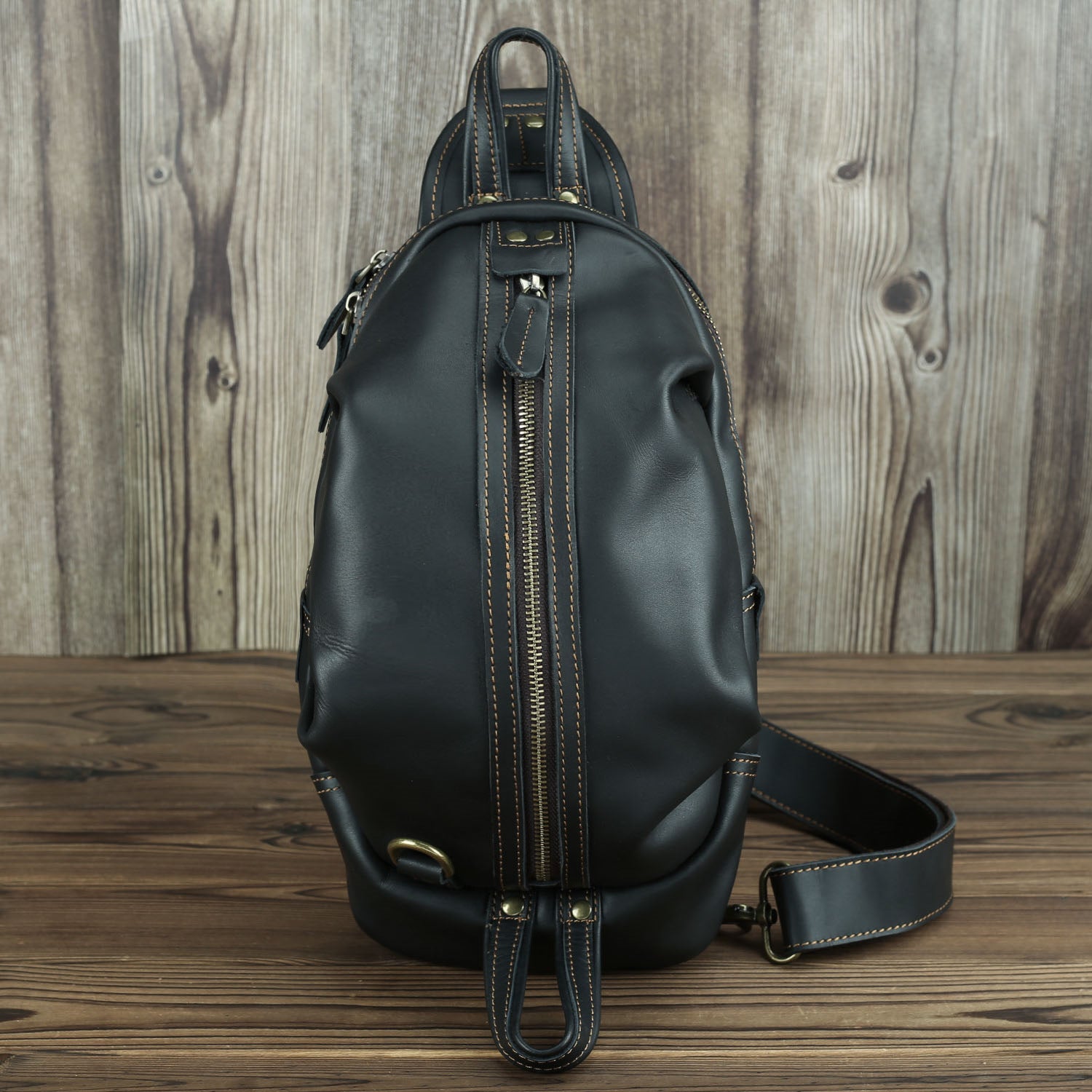 Sac de poitrine en cuir grande capacité pour homme
