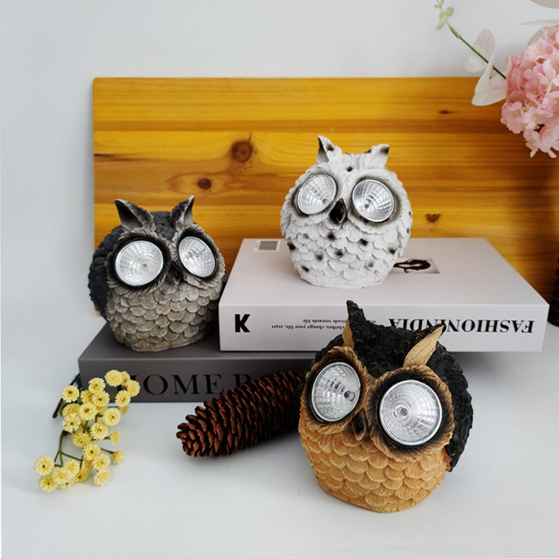 Solar Resin Owl Decorative Products LED Lights Creative Outdoor Courtyard Decoration Gifts