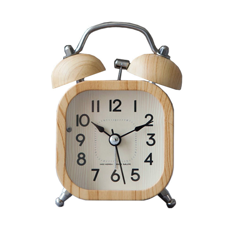 Wooden Alarm Clock Luminous Silent Simple Retro
