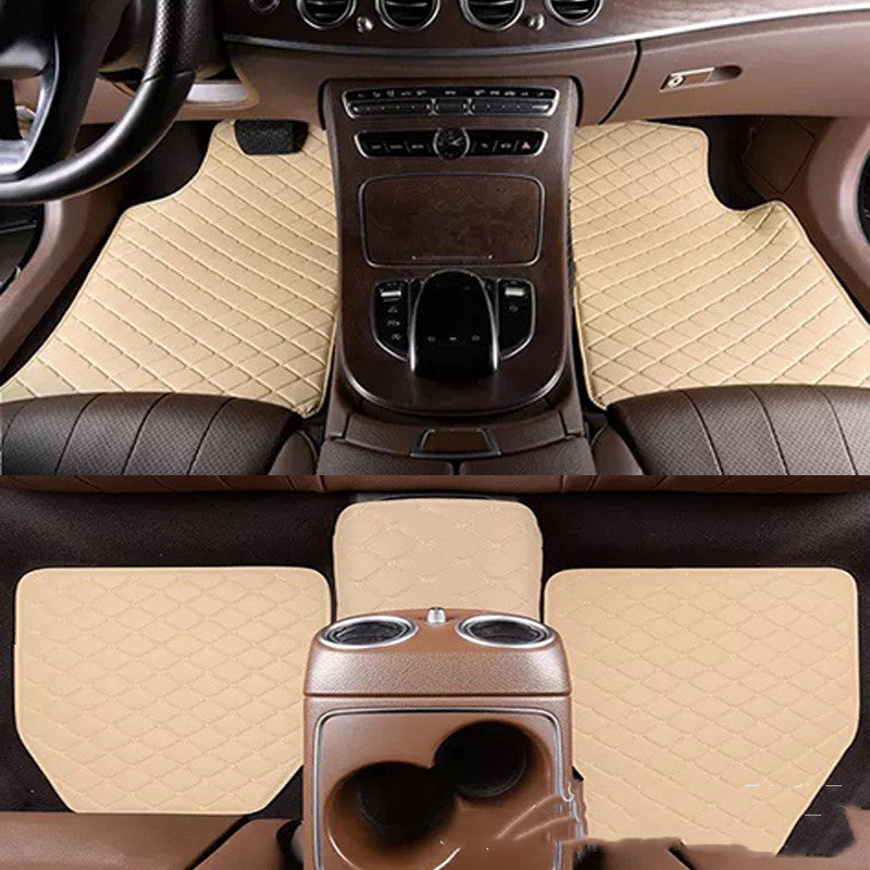 Tapis de pied universel en cuir matelassé brodé pleine couverture avec gouvernail droit