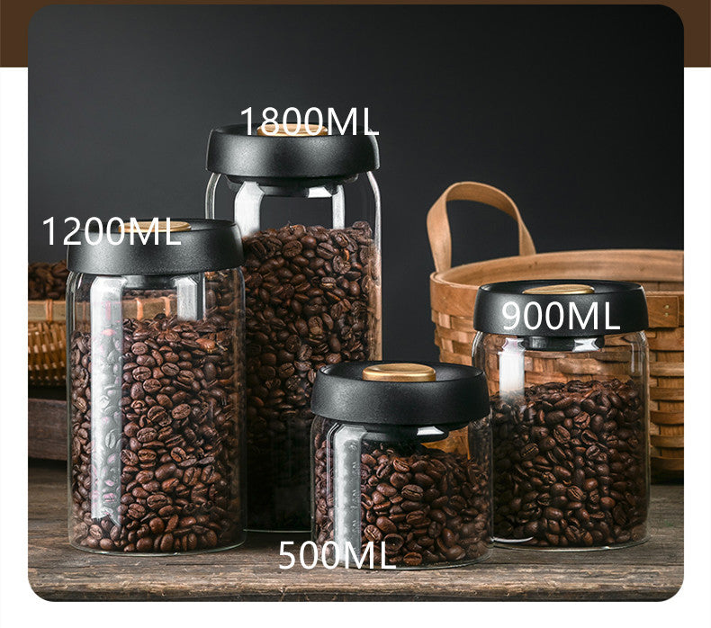 Vacuum Pumping Coffee Nut Glass Storage Jar
