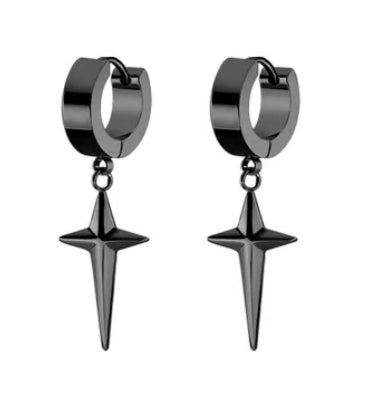 Boucles d'oreilles clous homme en acier inoxydable à pampilles un point