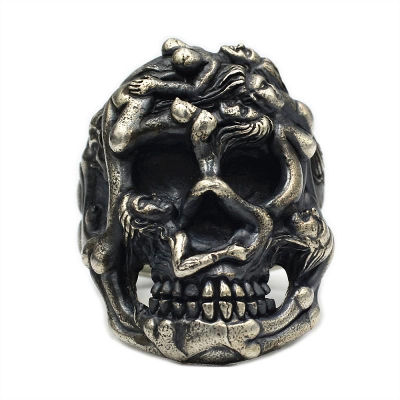 Beauty And Skull Ring 925 Sterling Silver Handmade Rock Hip Hop Punk Index Finger Ring
