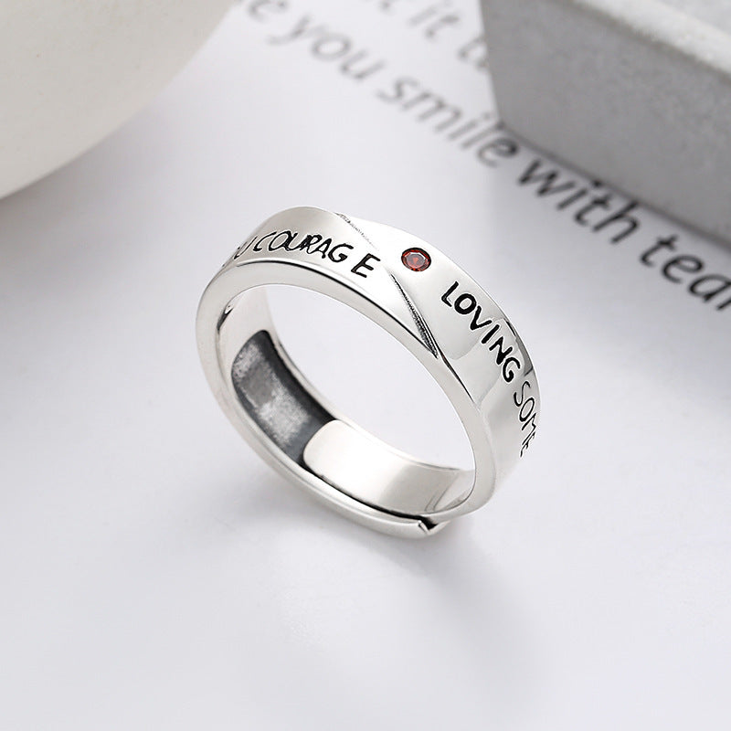Bague en argent S925, style simple, lettres anglaises, tempérament artistique