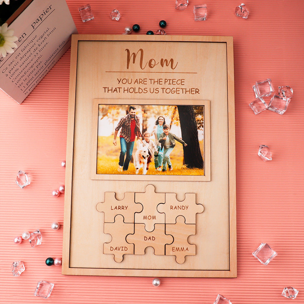 Cadeau Fête des Mères Cadre Puzzle en Bois Personnalisé Cadeau Commémoratif DIY