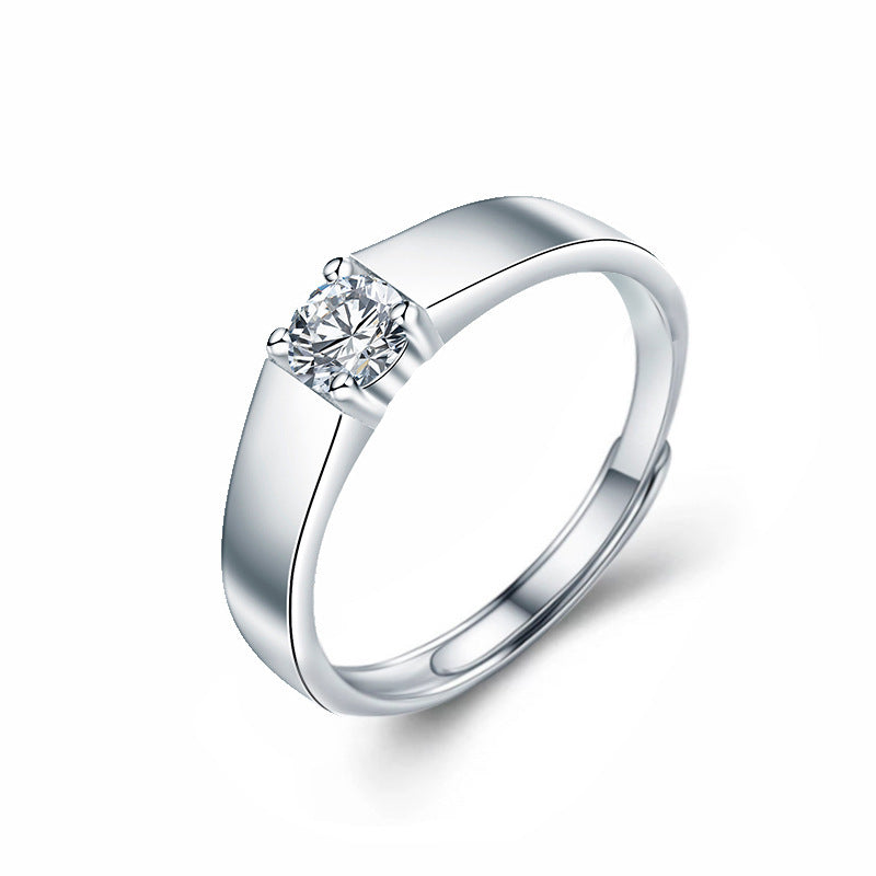Bague pour homme en or blanc et moissanite en argent sterling