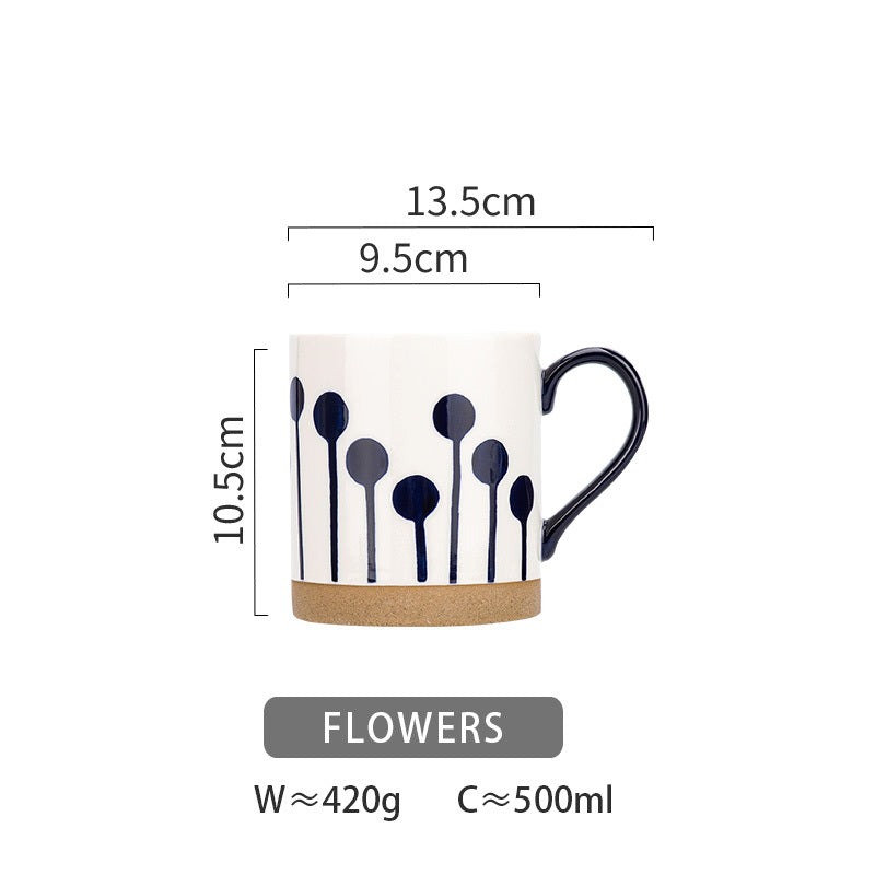 Ceramic Coffee Mug Breakfast Oatmeal Hand-painted Office Water Cup With Handle Microwave Safe