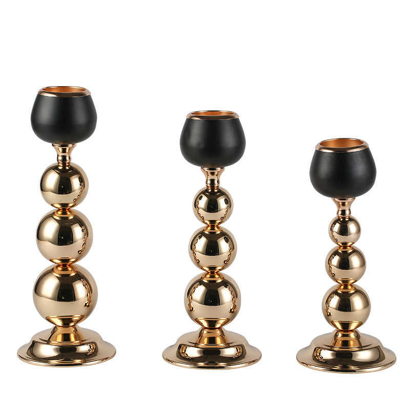 Candle Holder Iron Art Electroplating Spray Paint Black Plus Gold Ornaments
