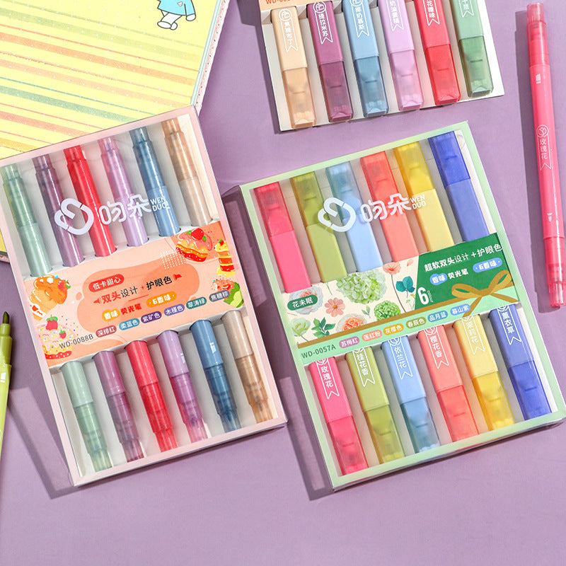 Fragrant Double-headed Fluorescent Pen Ins Girl's Heart Hand Account Watercolor Student Good-looking Key Boxed Marking Pen