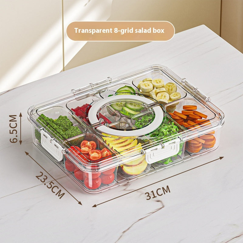 Boîte de conservation hermétique pour réfrigérateur de cuisine en PP transparent à huit compartiments