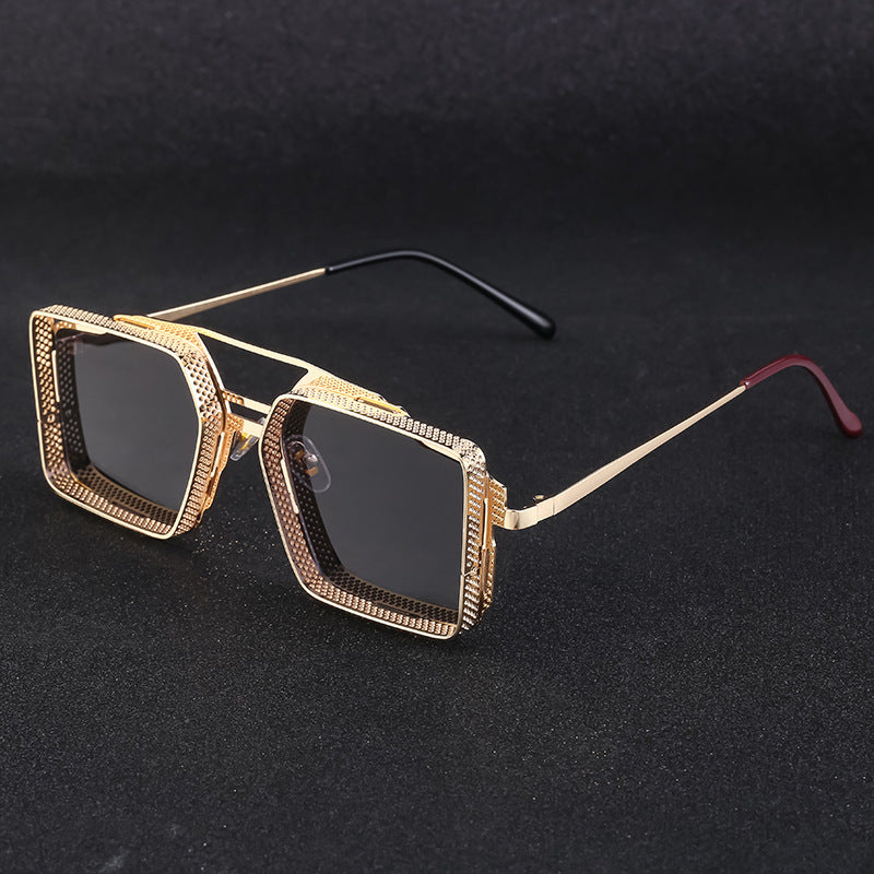 Lunettes de soleil Steampunk Vintage en métal ajouré pour hommes