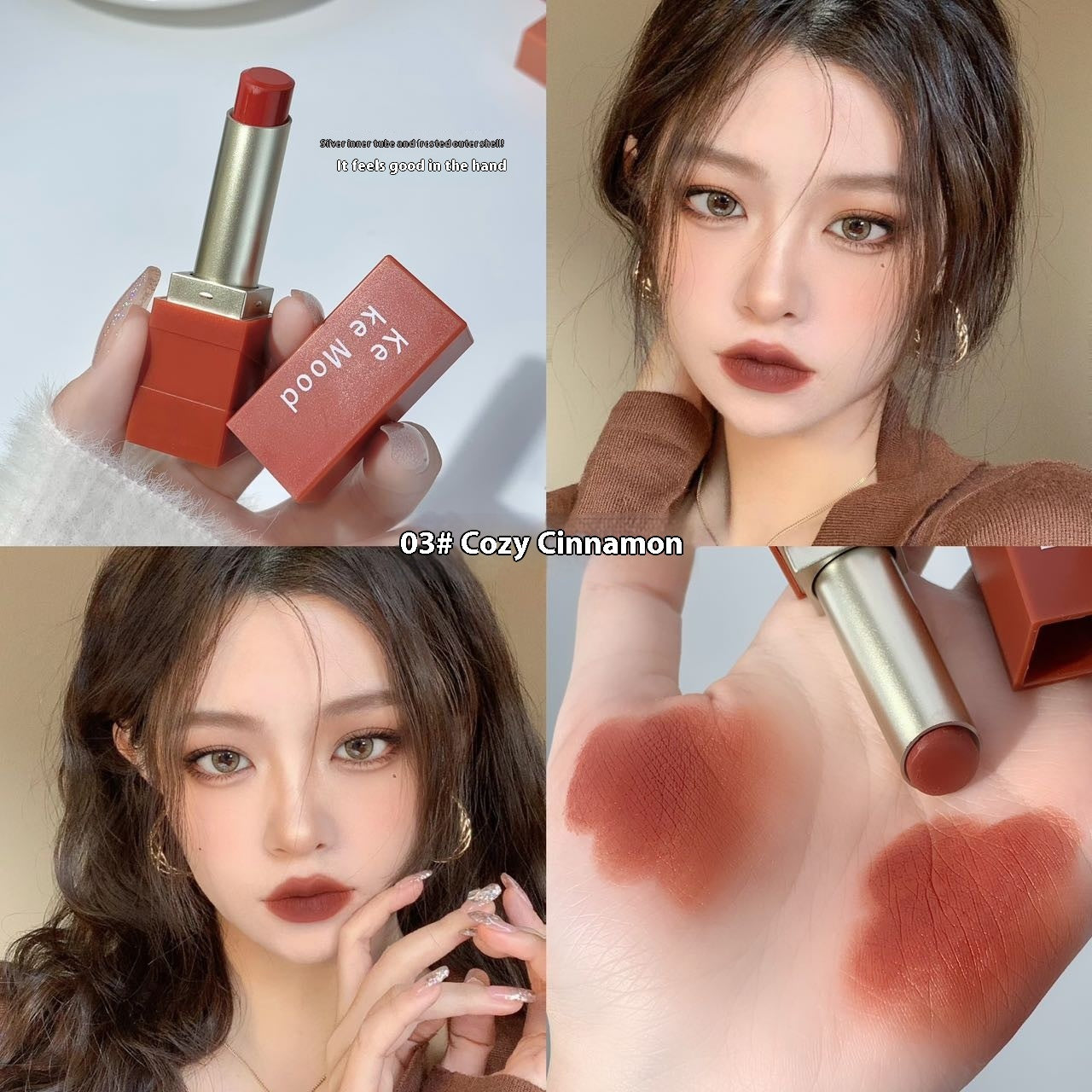 Rouge à Lèvres Fini Mat Baume Lèvres Automne Hiver Velours Blanc Lumière Et Simple Longue Tenue