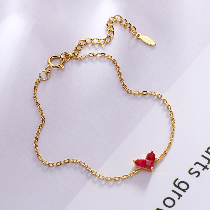 Women's Simple Light Jewelry Stitching Heart Zircon Bracelet