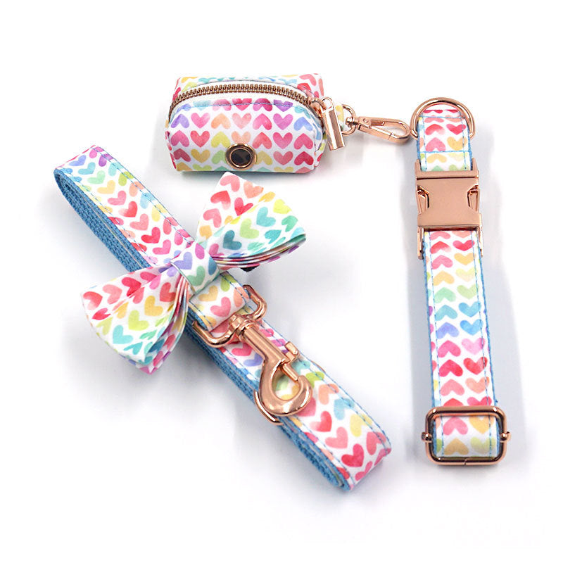 Pet Collar Leash Bow Trash Bag Set