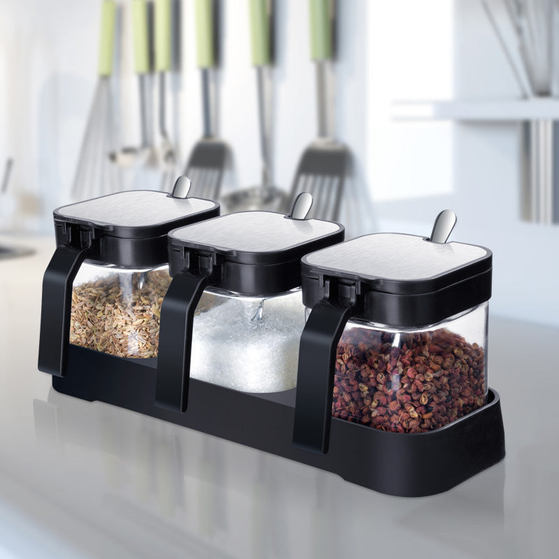 Heat-resistant Glass Salt Shaker Bottle With Handle Seasoning Jar