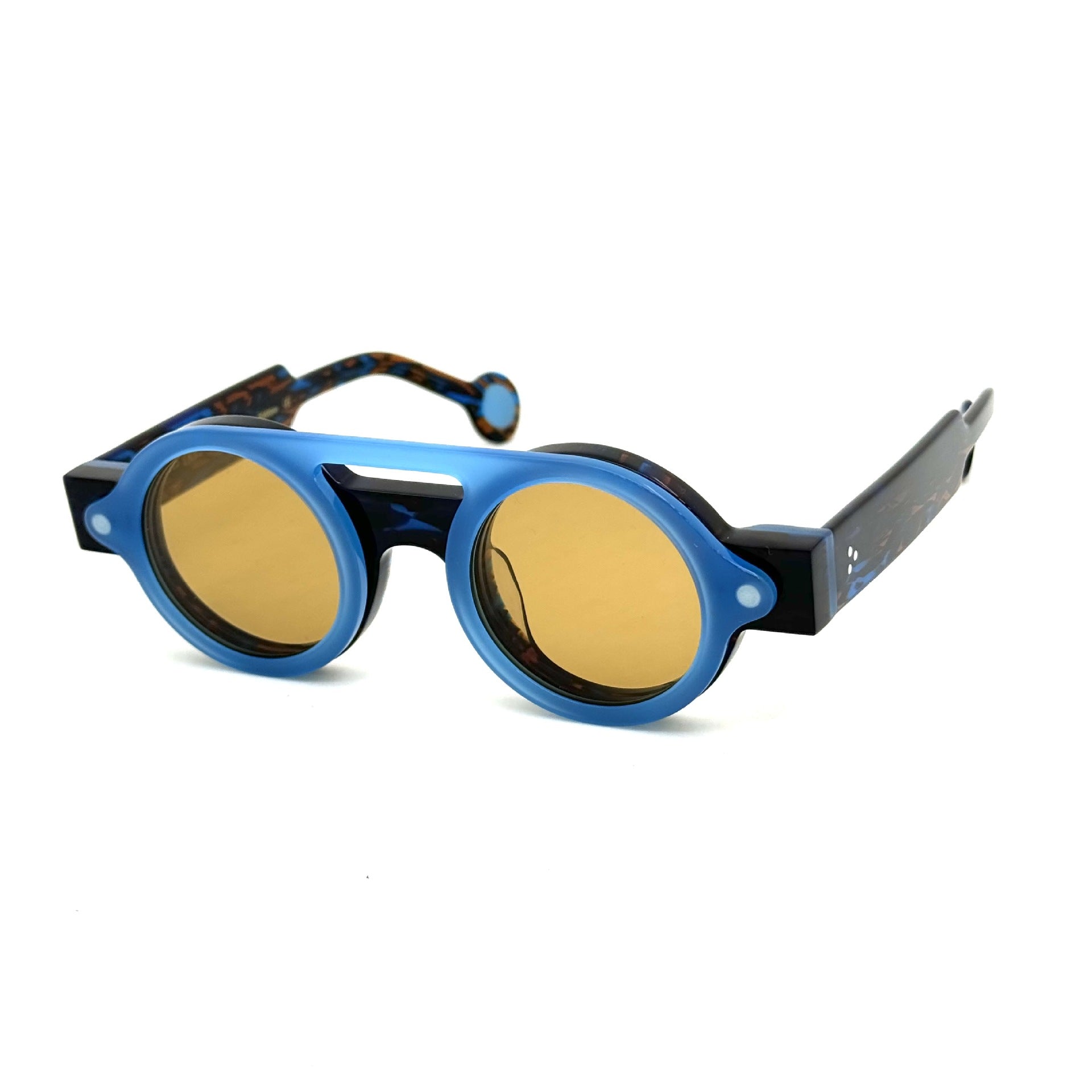 Lunettes de soleil polarisées Klein Blue avec cercles irréguliers dans un cercle