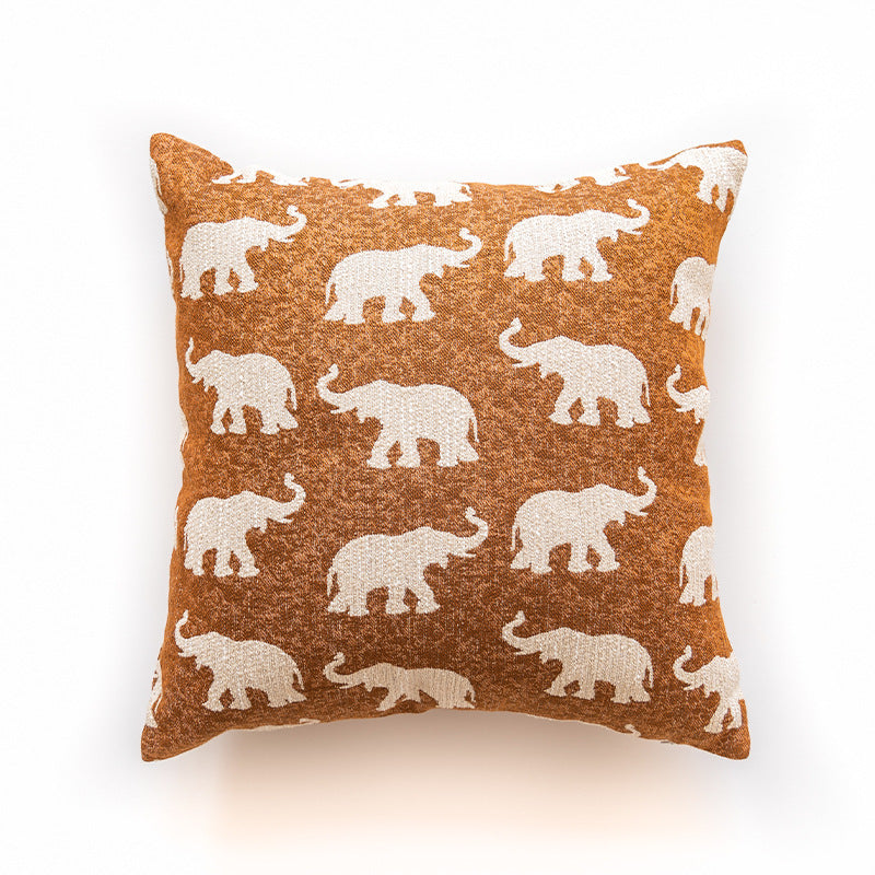 Ethnic Style Yarn-dyed Elephant Throw Pillow Cushion
