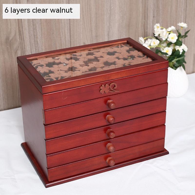 Vintage Drawer Style Large Capacity Lockable Jewelry Storage Box