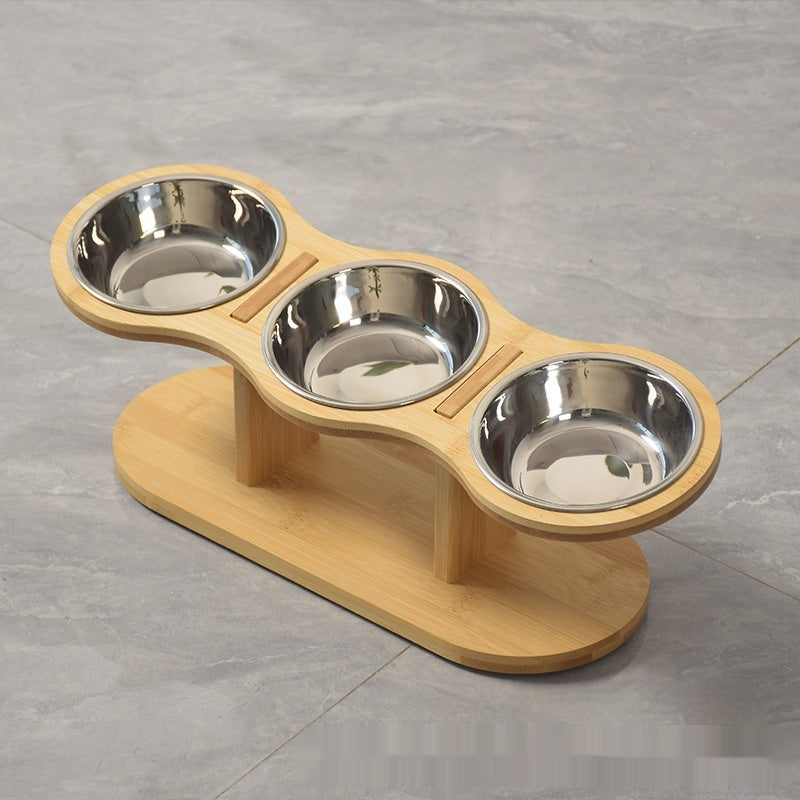 Gamelle Verticale Amovible en Bois avec Protection du Cou pour Animaux