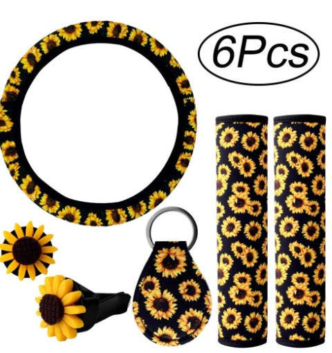 Sunflower Steering Wheel Cover Anti-slip Foreign Trade Keychain