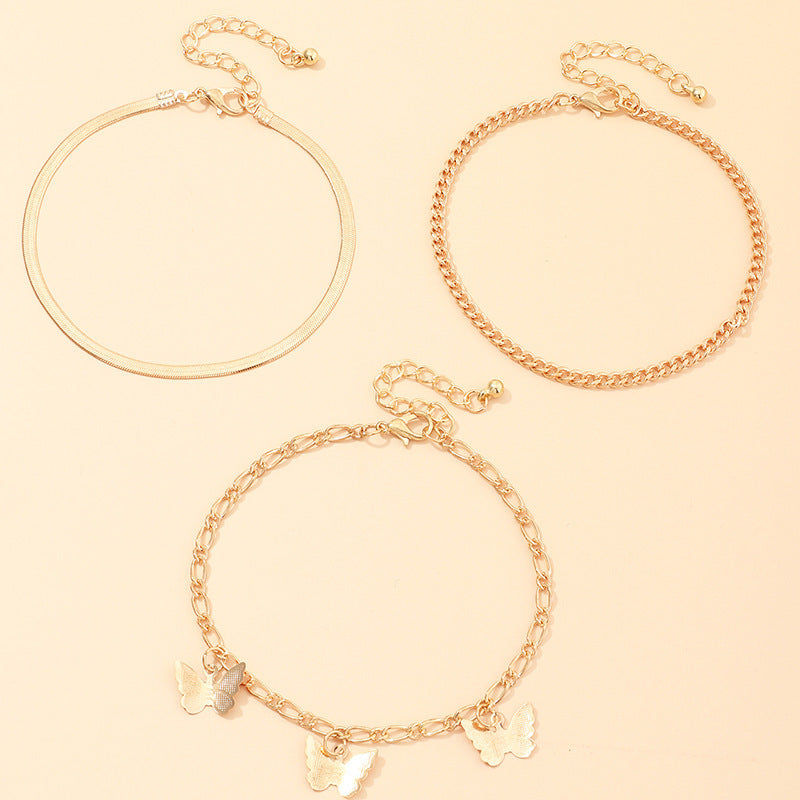 Accessoires de cheville pendentif papillon en alliage fantaisie