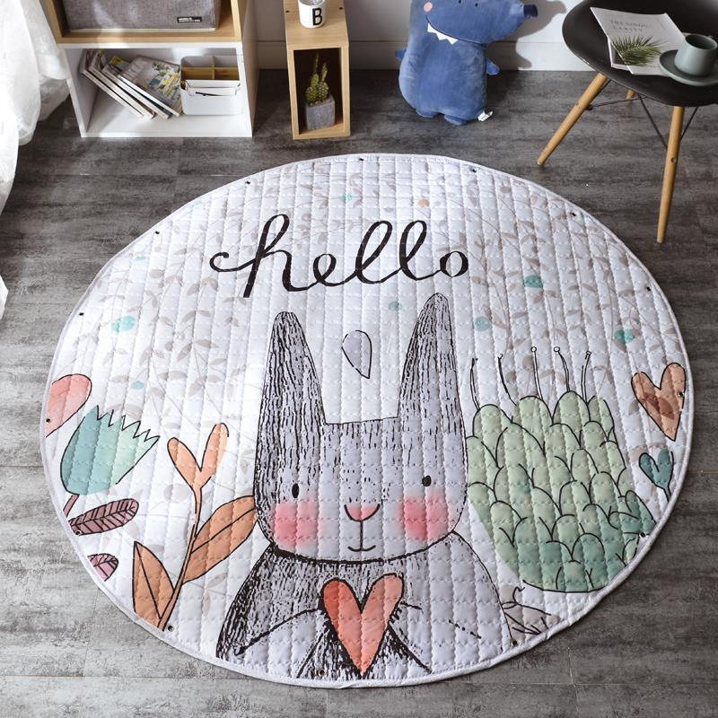 Round Fabric Baby Crawling Children's Play Mat, Toy Storage Blanket, Cotton Crawling Mat