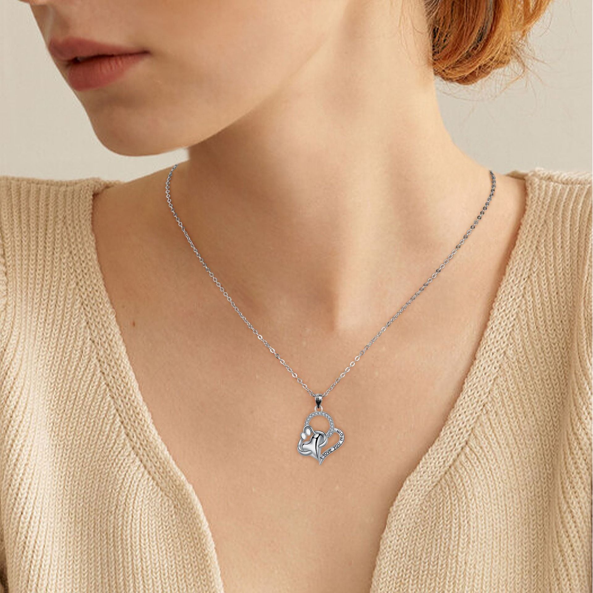 Mother's Day Ornament Heart-shaped Mother-child Pendant Necklace