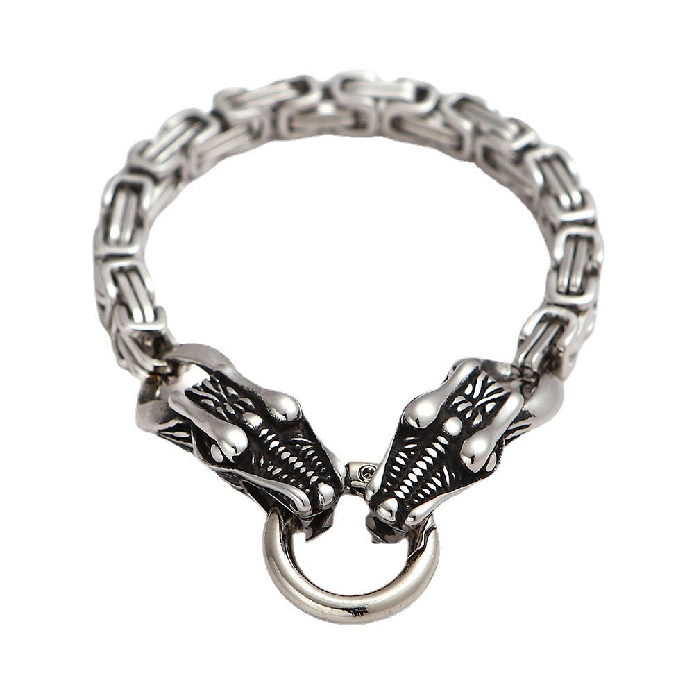 Bracelet Viking Nordique Mythique en Acier Inoxydable pour Homme