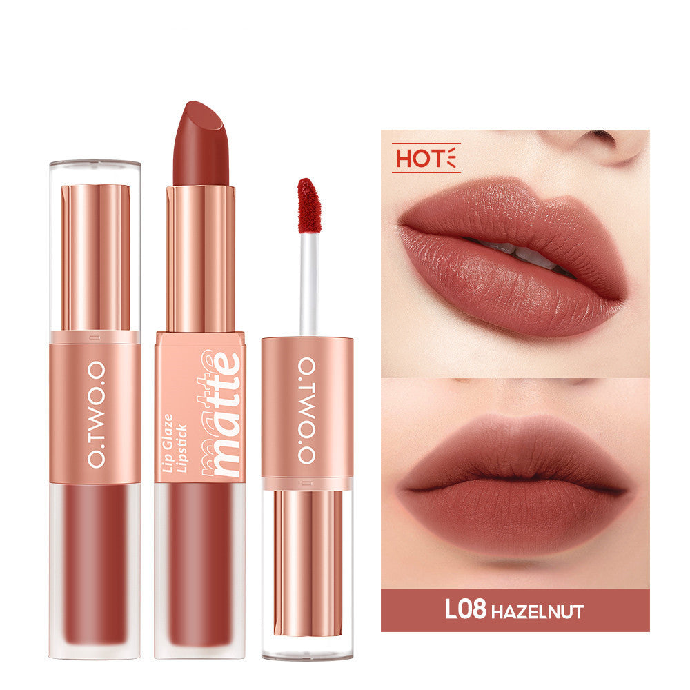 Lip Gloss Nude Café Lacté Ambré Citrouille Cannelle Thé au Lait Rouge à Lèvres Double Tête