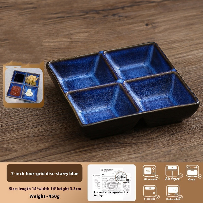 Ceramic Three Grid Seasoning Vinegar Tableware
