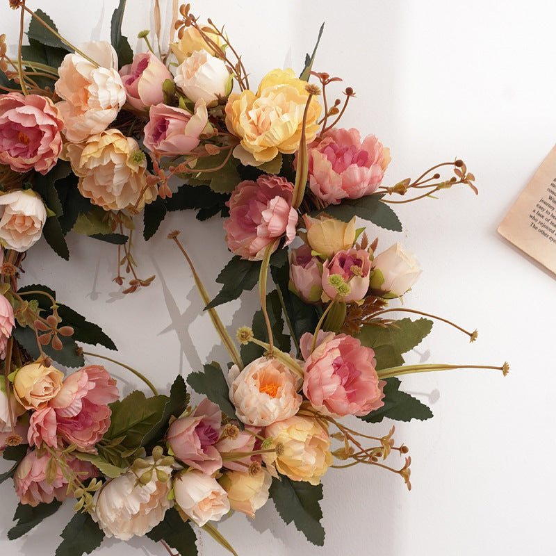 Retro Peony Small Wreath European Style Door Decoration Wall Decorations Floral Decoration Wedding