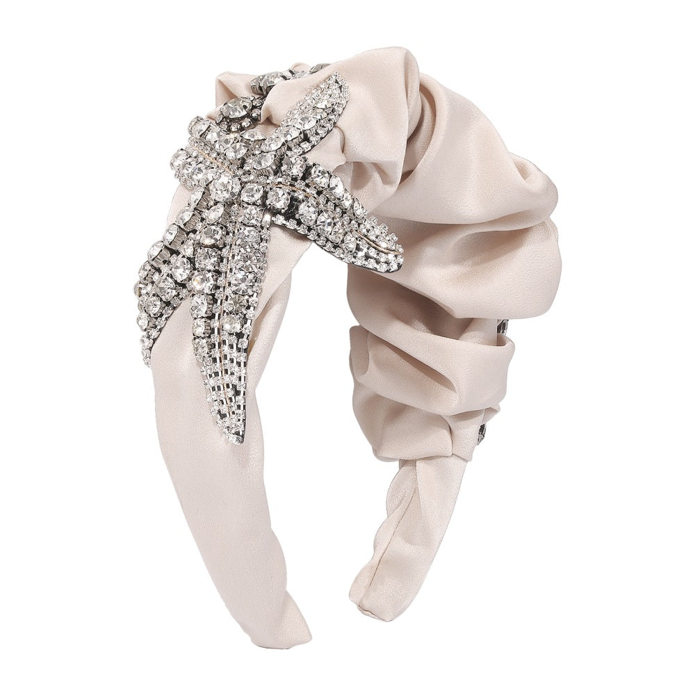Bandeau Étoile de Mer Personnalité Exagérée en Tissu Rétro Accessoires de Cheveux Luxe Léger