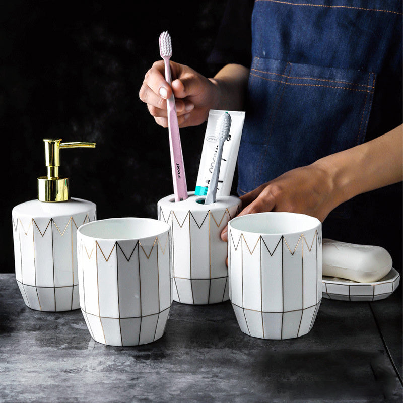 Ceramic Gold Wire Sanitary Ware Five Piece Set