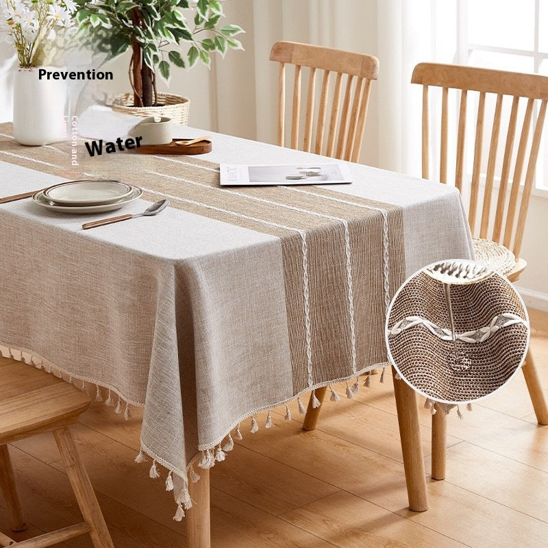 Waterproof And Oil-proof Cotton Linen Fabric Rectangular Modern Minimalist Tablecloth