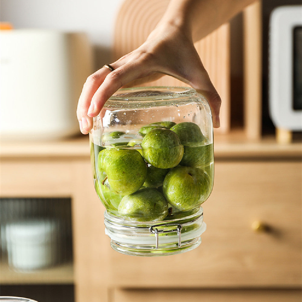 Round Glass Tea Jar Food Storage Box Preservation Container