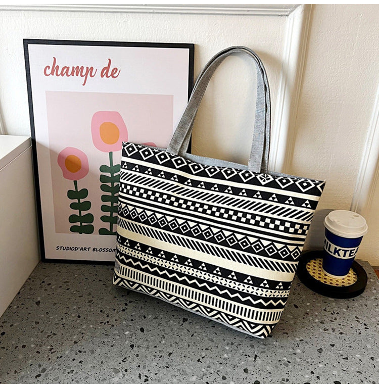Canvas Large Capacity Ladies Print Tote Bag