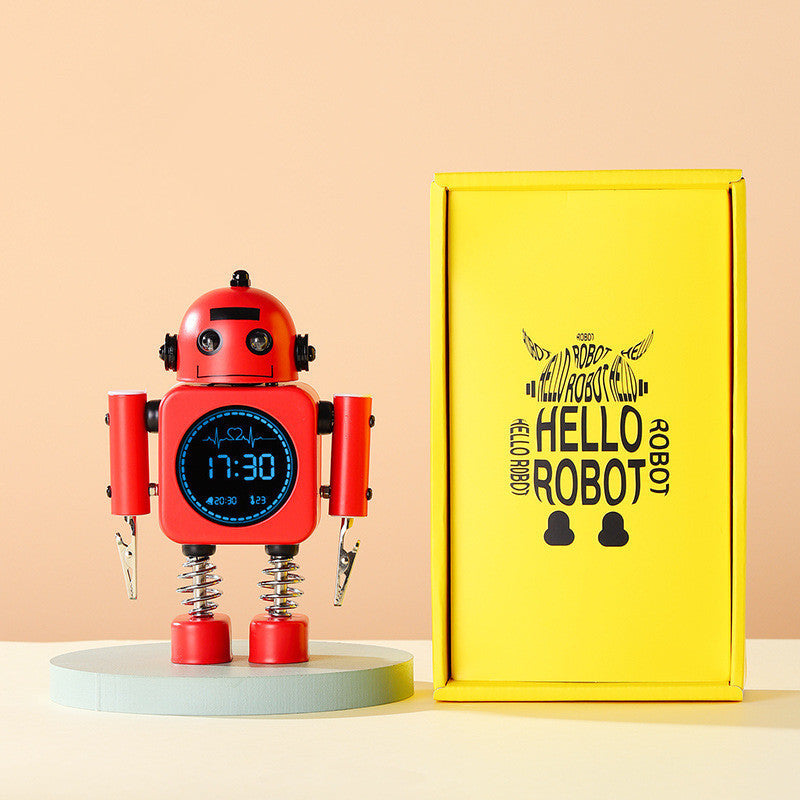 The New Robot Alarm Smart Desktop Bedside Clock Mute