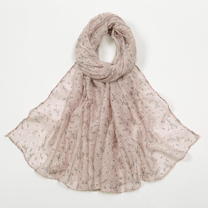 Fashion Floral Polyester Cotton Scarf Artistic Women