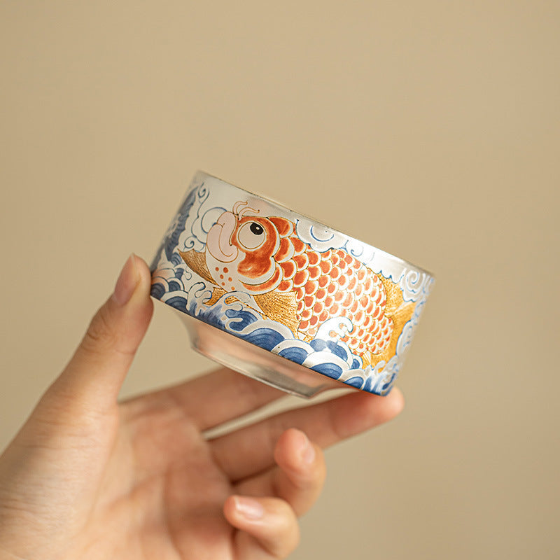 Maître Tasse à Thé en Porcelaine Faite à la Main, Plaqué Argent