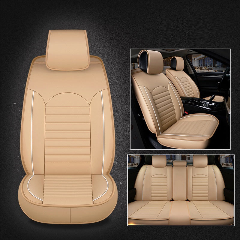 Coussin de siège de voiture universel à cinq places entièrement fermé Housse de selle en cuir universelle quatre saisons