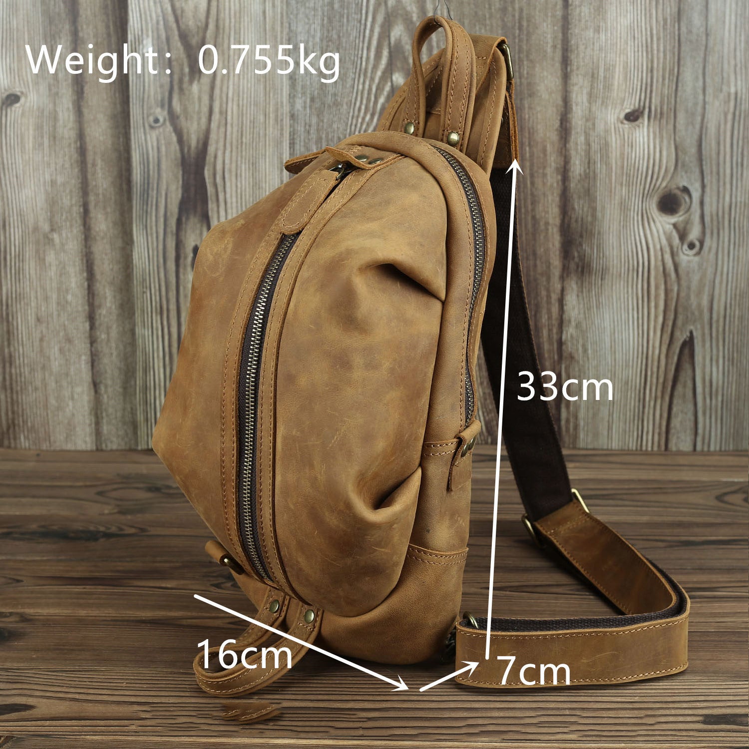 Sac de poitrine en cuir grande capacité pour homme
